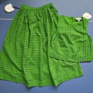 Kate Spade New York x Target eyelet shell tank top + Midi Skirt set size xxs